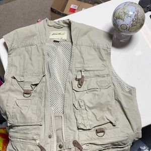 Eddie Bauer Khaki Fishing Vest with 9 Pockets